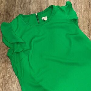 J. Crew Bright Green Blouse with Ruffle Detail